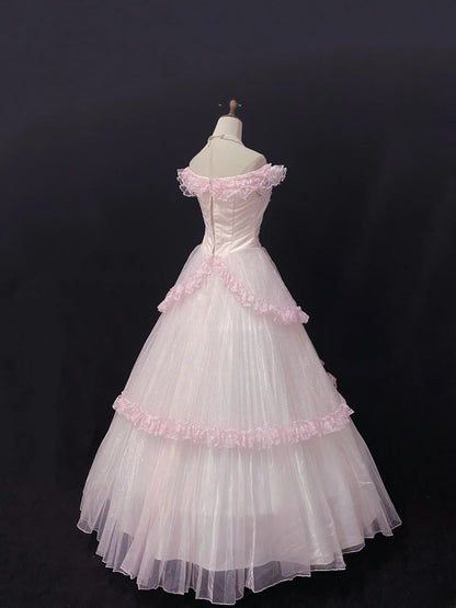 Elegant Ball Gown Off The Shoulder Pink Poofy Long With Appliqued Quince Dress inspo Quinceanera Dresses Sweet 15 16 Outfits RB7803