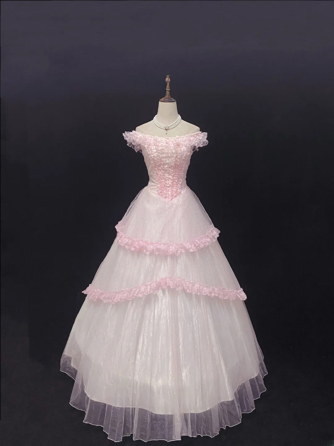 Elegant Ball Gown Off The Shoulder Pink Poofy Long With Appliqued Quince Dress inspo Quinceanera Dresses Sweet 15 16 Outfits RB7803