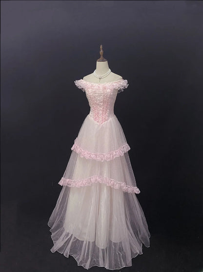Elegant Ball Gown Off The Shoulder Pink Poofy Long With Appliqued Quince Dress inspo Quinceanera Dresses Sweet 15 16 Outfits RB7803