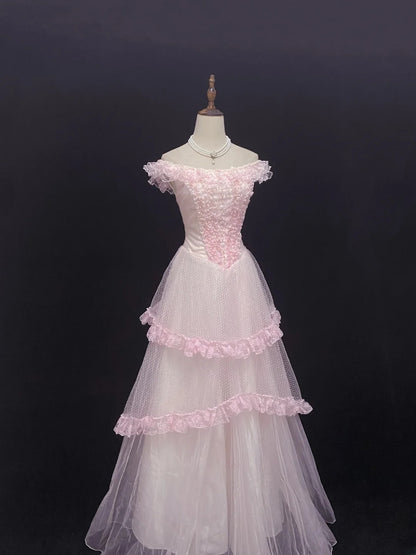 Elegant Ball Gown Off The Shoulder Pink Poofy Long With Appliqued Quince Dress inspo Quinceanera Dresses Sweet 15 16 Outfits RB7803
