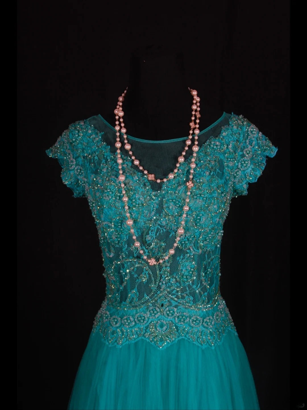 Retro 60s A line High Low Scoop Neck Blue Tulle With Pearls Beads Lace Prom Dresses Inspo 22th Birthday Outfit Formal Gown AS351