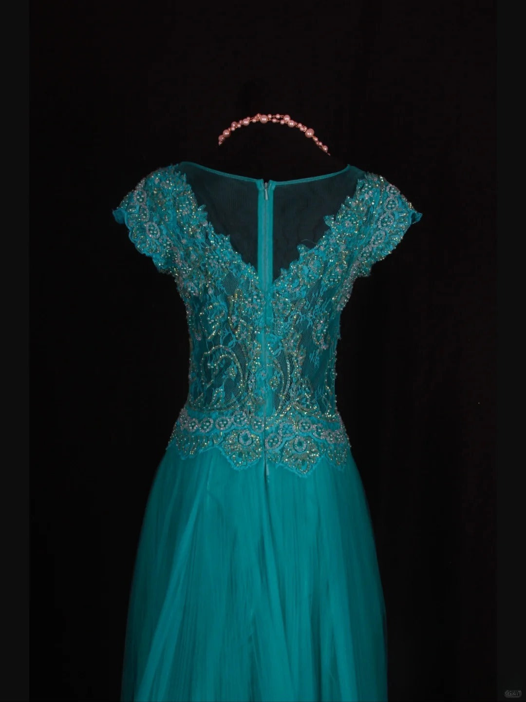 Retro 60s A line High Low Scoop Neck Blue Tulle With Pearls Beads Lace Prom Dresses Inspo 22th Birthday Outfit Formal Gown AS351
