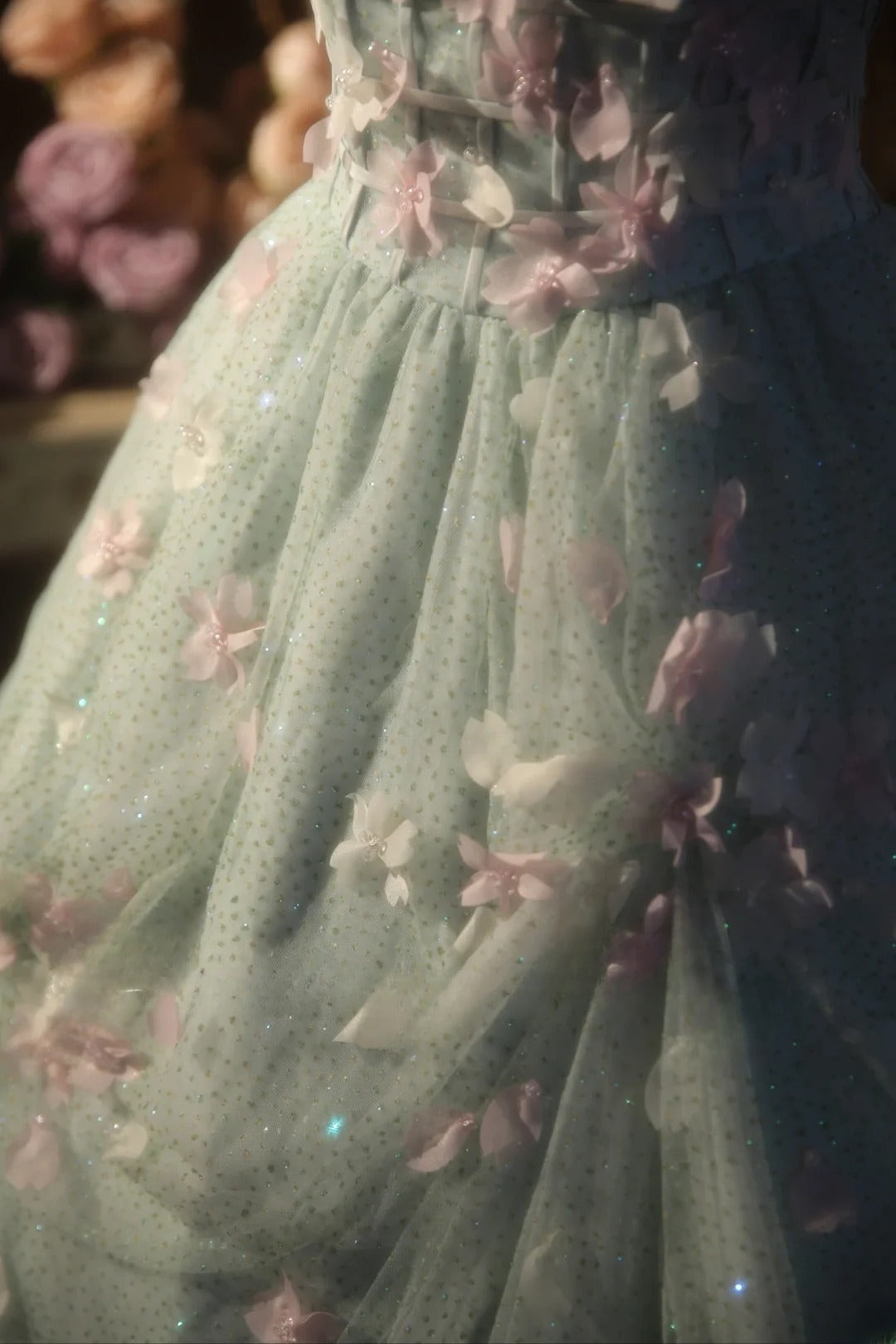 Light Mint Green Sweet 16 Dress Ball Gown Sweetheart With 3D Flowers Sweet Sixteen Princess Dress RB9399