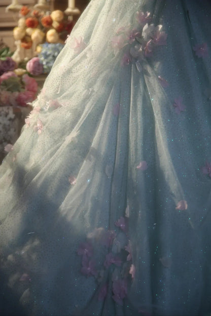 Light Mint Green Sweet 16 Dress Ball Gown Sweetheart With 3D Flowers Sweet Sixteen Princess Dress RB9399