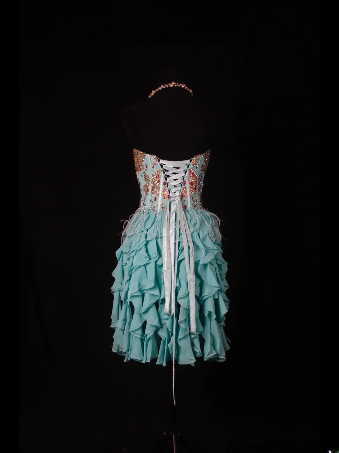 Vintage A line Sweetheart Blue Chiffon With Gold Beads Short 16th Birthday Dress Homecoming Dresses Cocktail Gown AS353