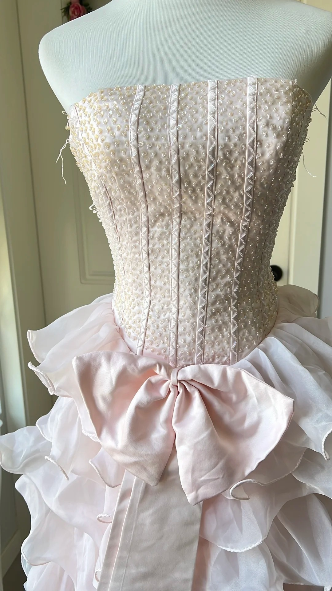 Pretty Sweet 16 Dress Long Strapless Pink With Bow-knot Layers Ball Gown Sweet Sixteen Party Birthday Dresses RC0677