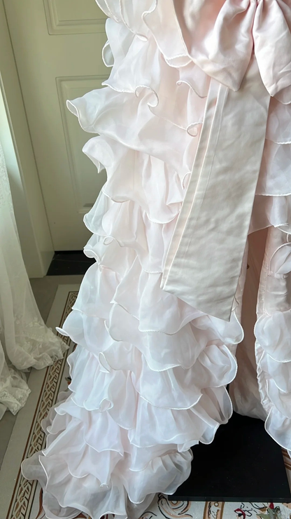 Pretty Sweet 16 Dress Long Strapless Pink With Bow-knot Layers Ball Gown Sweet Sixteen Party Birthday Dresses RC0677