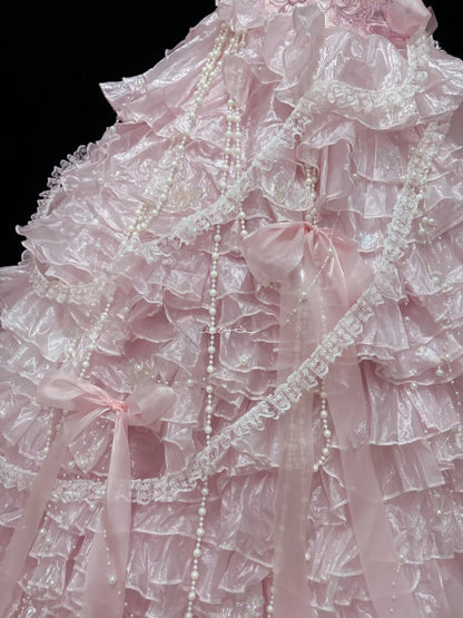 Luxury Pink Ball Gown Strapless Poofy Long With Ruffled Tiered Lace Quince Dress inspo Quinceanera Dresses Sweet 15 16 Outfits RB7807
