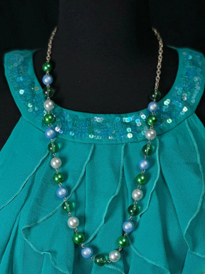 Casual Women's Elegant A line Scoop Green Chiffon Party Dress Middle School Semi Formal Hoco Dresses RB6183