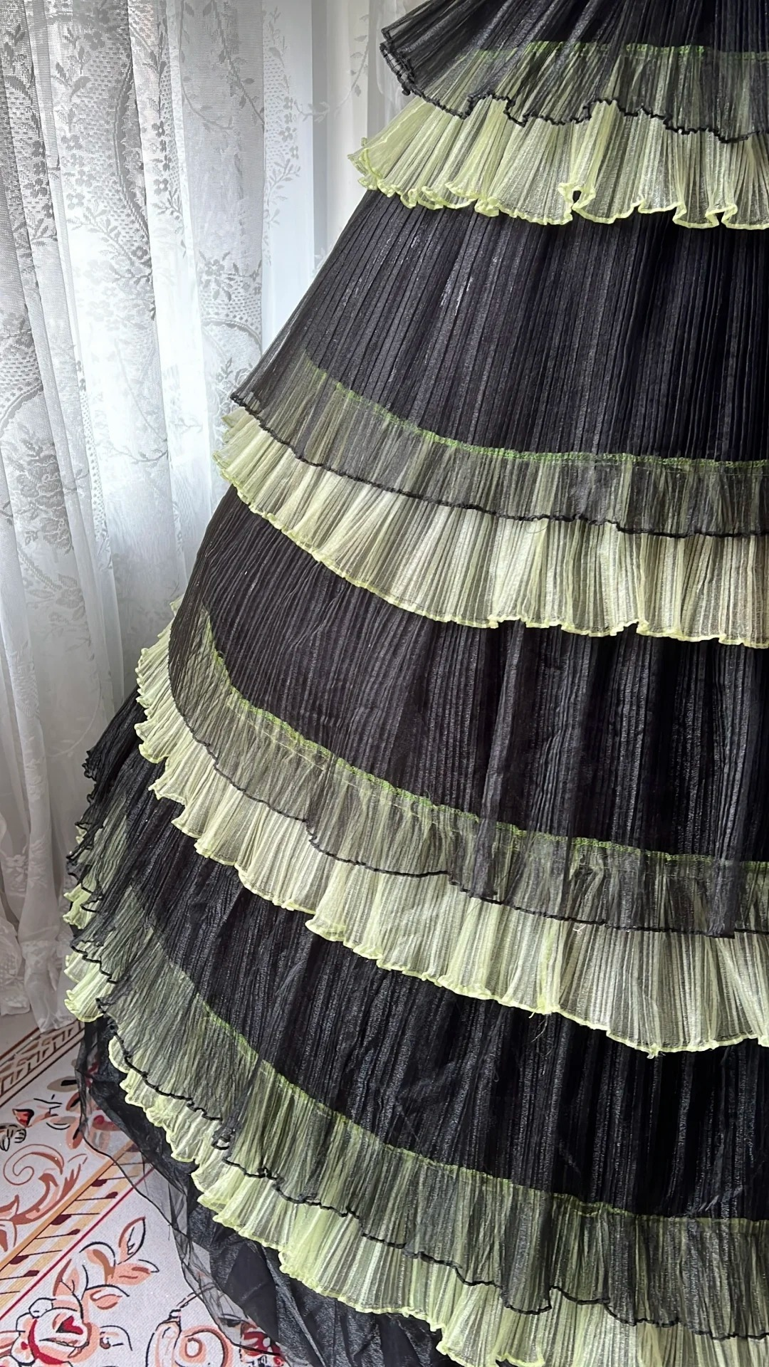 Sweet 15 Quinceanera Dress Ball Gown Spaghetti Straps Yellow Black With Tiered Layers Long 16th Birthday Outfits RC0678