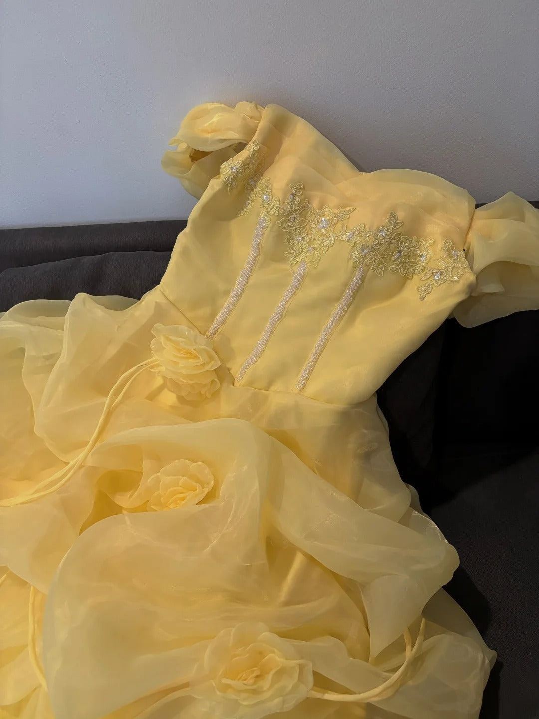 Luxury Ball Gown Off The Shoulder Yellow Poofy Long With Ruffled Tiered Lace Quince Dress inspo Quinceanera Dresses Sweet 15 16 Outfits RB7810
