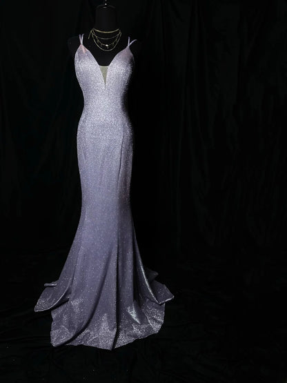 Vintage Prom Dresses Mermaid Spaghetti Strap Lilac Backless Sequin 1950s Retro Classy Long Party Formal Outfits RB6186