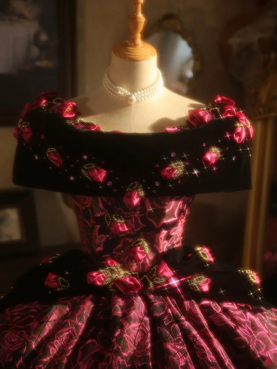 Pink Sweet 16 Dress Ball Gown Off Shoulder Floral With 3D Flowers Sweet Sixteen Princess Dress RB9400