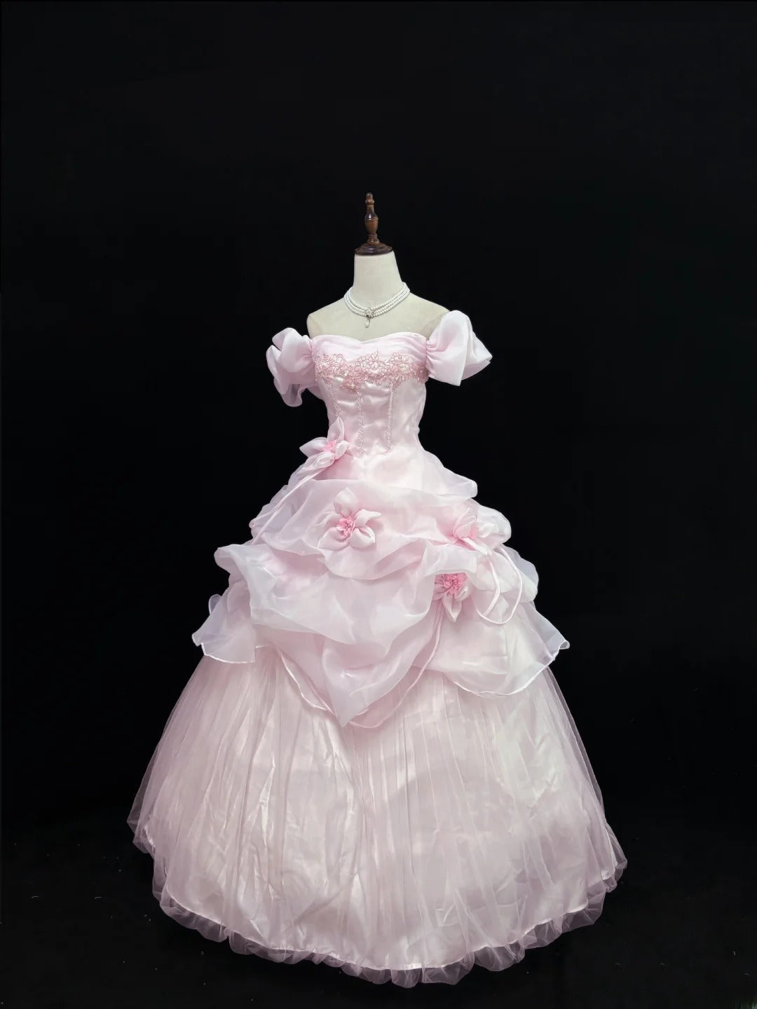 Luxury Ball Gown Off The Shoulder Pink Poofy Long With Ruffled Tiered Quince Dress inspo Quinceanera Dresses Sweet 15 16 Outfits RB7814