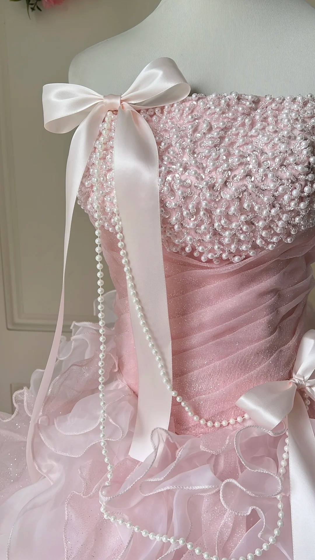 Sweet 15 Quinceanera Dress Ball Gown Strapless Pink With Tiered Layers Long 16th Birthday Outfits RC0685