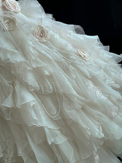 Beautiful Ball Gown Sweetheart Light Pink Poofy Long With Ruffled Tiered Flowers Quince Dress inspo Quinceanera Dresses Sweet 15 16 Outfits RB7816