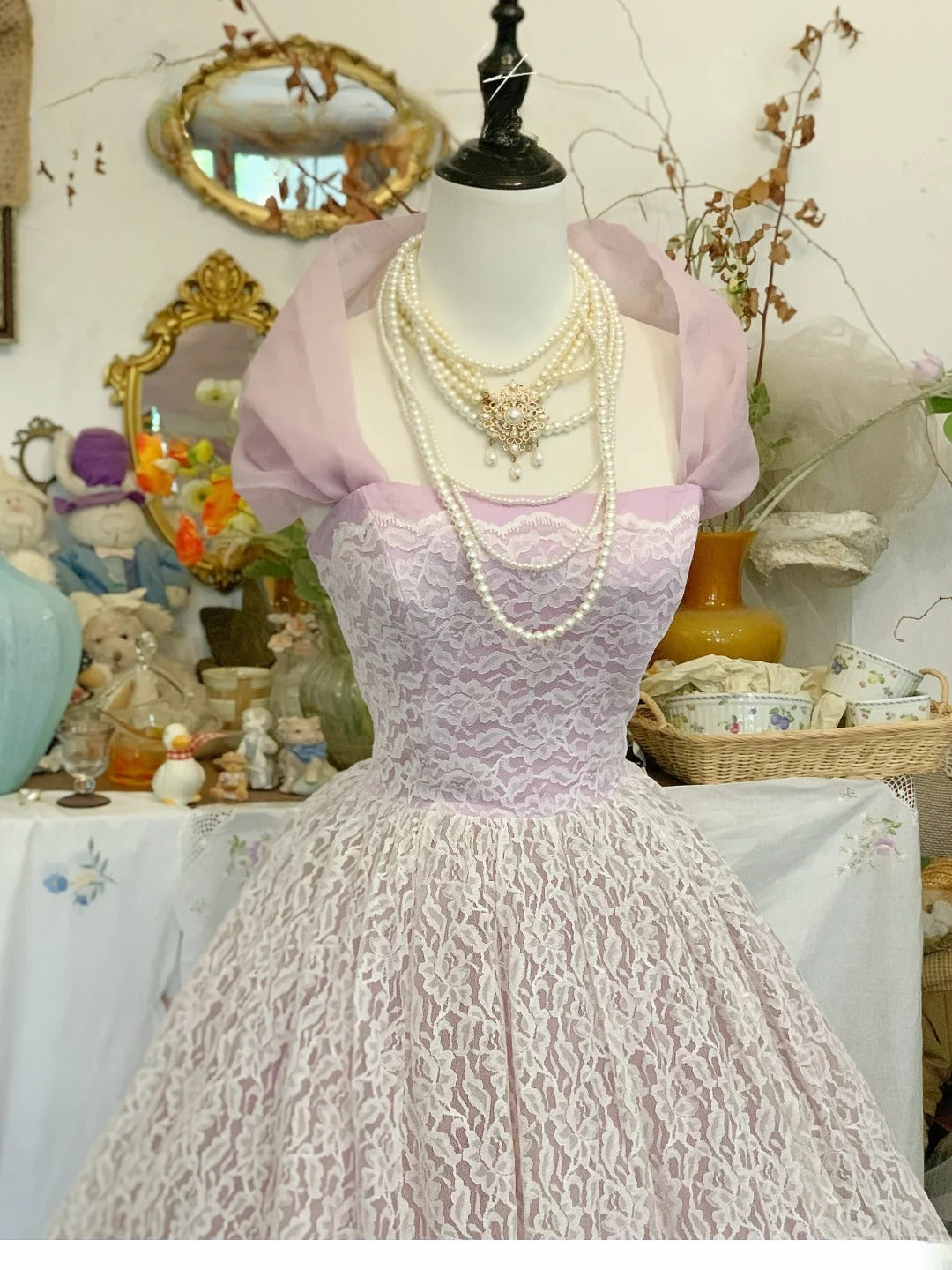 Prom Dress Elegant Ball Gown Lilac Lace Floor Length Formal Evening Gown for Graduation Party RB9402