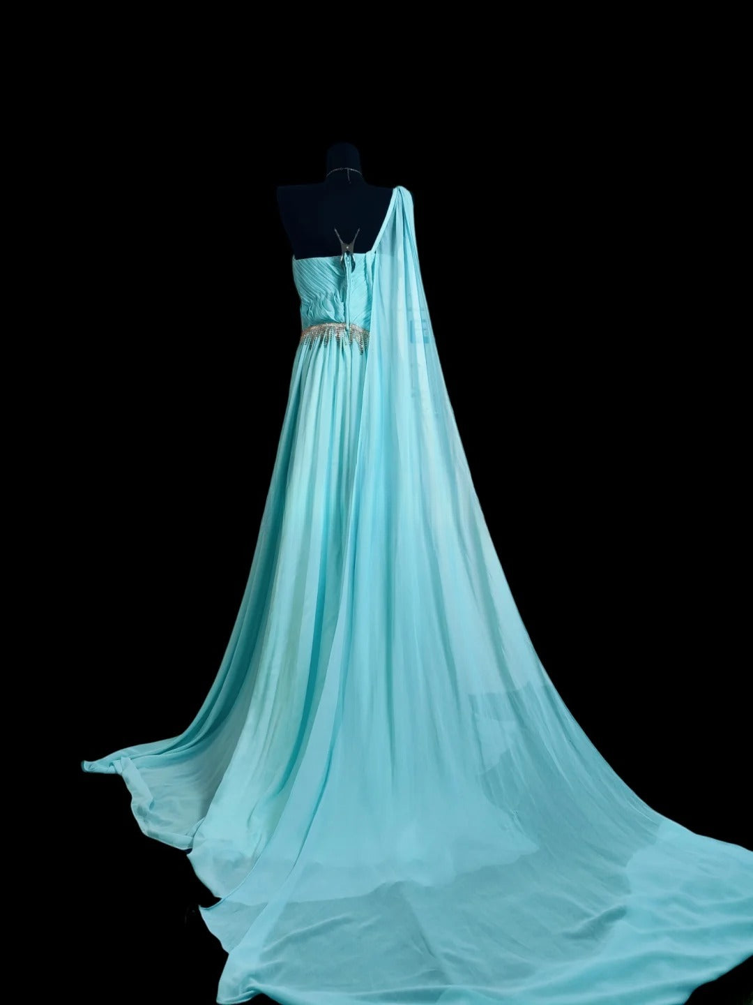 Sexy One Shoulder A line Blue Long Prom Dress Inspiration Party For Womens Formal Dresses RB8812