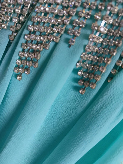Sexy One Shoulder A line Blue Long Prom Dress Inspiration Party For Womens Formal Dresses RB8812