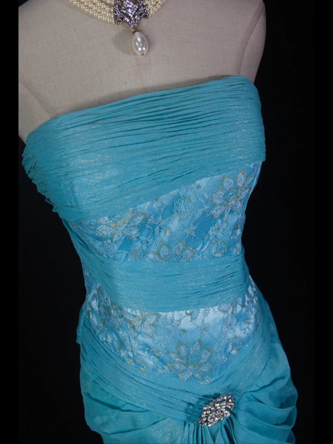 Retro-Meerjungfrauenkleid aus blauem Chiffon im Stil der 1950er-Jahre mit Perlen und Spitze – langes Abendkleid, Inspiration für den 22. Geburtstag, festliches Abendkleid AS366