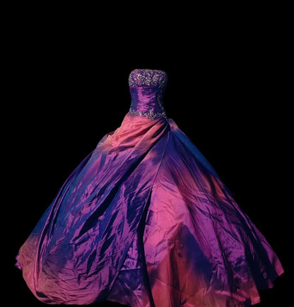 Sexy Ball Gown Strapless Gradient Colors With Appliqued Long Prom Dress Inspiration Party For Womens Formal Dresses RB8811