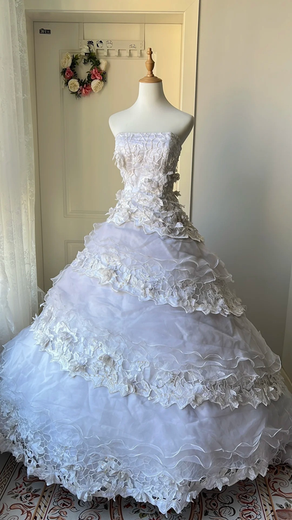 Cute Sweet 16 Dress Long Strapless Lilac With Tiered Layers Lace Ball Gown Sweet Sixteen Party Birthday Dresses RC0690
