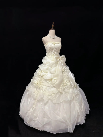 Beautiful Ball Gown Strapless Poofy Long With Ruffled Tiered Beads Quince Dress inspo Quinceanera Dresses Sweet 15 16 Outfits RB7822