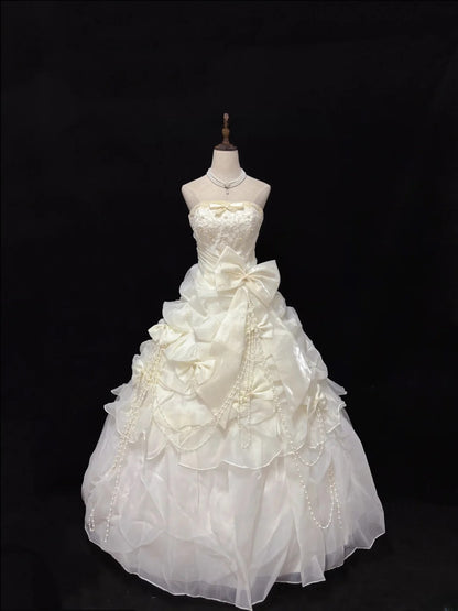 Beautiful Ball Gown Strapless Poofy Long With Ruffled Tiered Beads Quince Dress inspo Quinceanera Dresses Sweet 15 16 Outfits RB7822