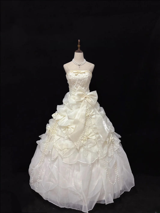 Beautiful Ball Gown Strapless Poofy Long With Ruffled Tiered Beads Quince Dress inspo Quinceanera Dresses Sweet 15 16 Outfits RB7822