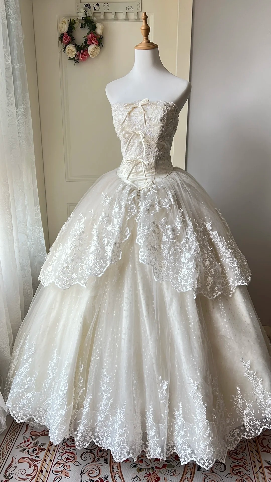 Cute Sweet 16 Dress Long Strapless Tulle With Appliques Lace Ball Gown Sweet Sixteen Party Birthday Dresses RC0694