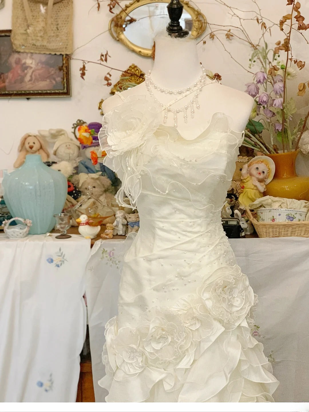 Elegant Wedding Dress Classic White Mermaid One Shoulder With Tiered Layers Bridal Gown for Big Day RB9404