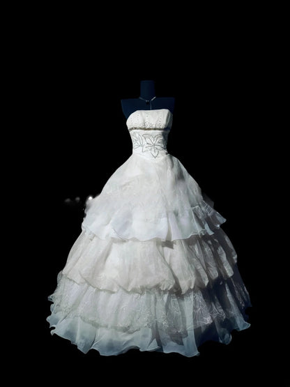 Sexy Ball Gown Strapless Ivory With Tiered Long Prom Dress Inspiration Party For Womens Formal Dresses RB8810