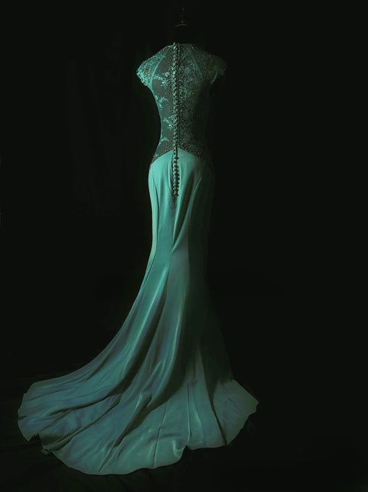 Vintage Prom Dresses Mermaid Scoop Neck Green With Pearls 1950s Retro Classy Long Party Formal Outfits RB6191