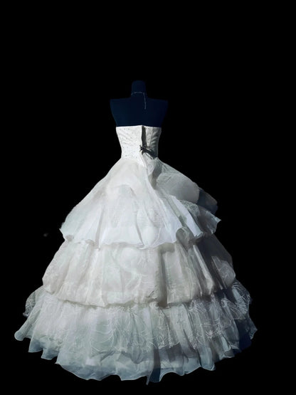 Sexy Ball Gown Strapless Ivory With Tiered Long Prom Dress Inspiration Party For Womens Formal Dresses RB8810