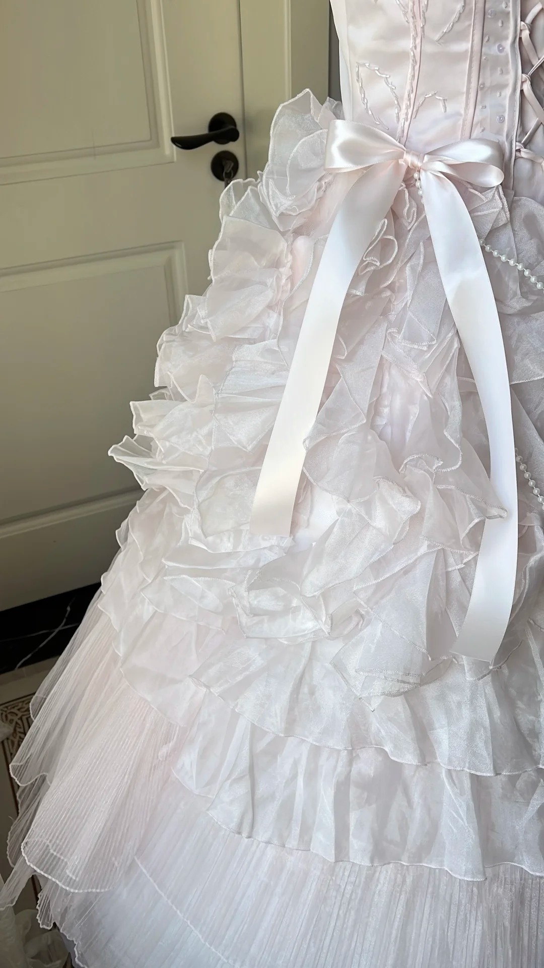 Cute Sweet 16 Dress Long Spaghetti Straps Pink With Tiered Layers Ball Gown Sweet Sixteen Party Birthday Dresses RC0696