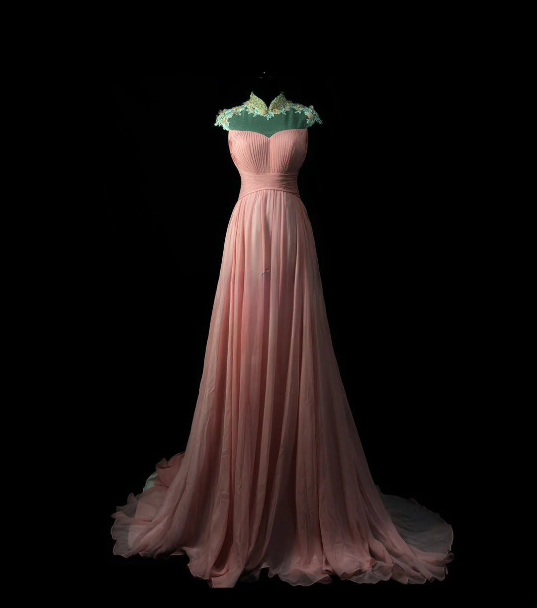 Vintage Prom Dresses A Line High Neck Pink Backless Lace 1950s Retro Classy Long Party Formal Outfits RB6197
