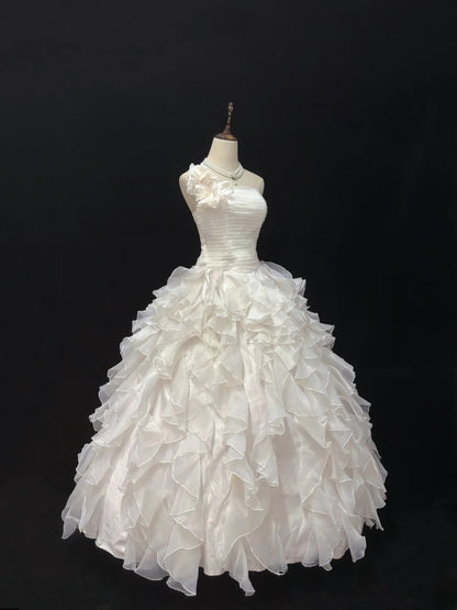 Princess Ball Gown One Shoulder Chiffon Long With Ruffled Layers Quince Dress inspo Quinceanera Dresses Sweet 15 16 Outfits RB7831