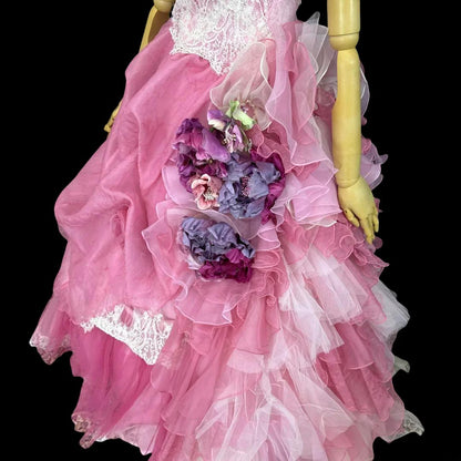 Pretty Ball Gown Pink Off The Shoulder Quinceanera Dresses Floral For Sweet 15 Anos Celebration Birthday Formal Gown RB8805