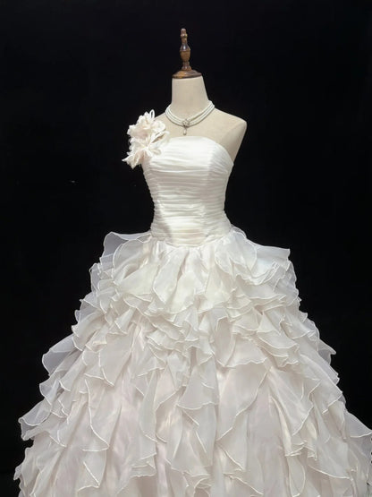 Princess Ball Gown One Shoulder Chiffon Long With Ruffled Layers Quince Dress inspo Quinceanera Dresses Sweet 15 16 Outfits RB7831
