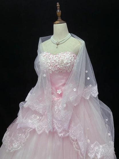 Fairytale Ball Gown Sweethart Tulle Long With Ruffled Quince Dress inspo Quinceanera Dresses Sweet 15 16 Outfits RB7832