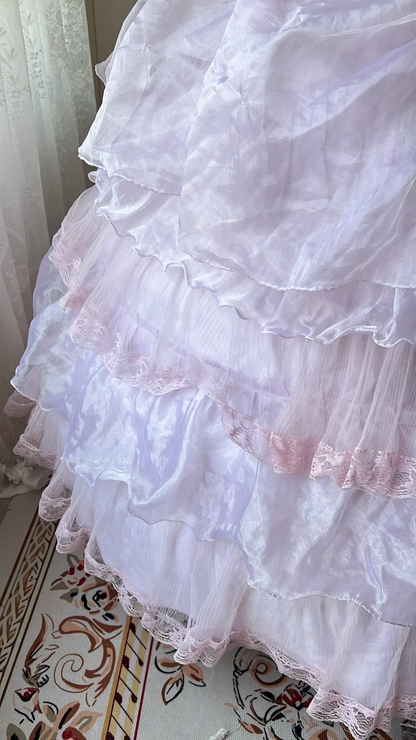 Cute Sweet 16 Dress Long Strapless Lilac With Tiered Layers Ball Gown Sweet Sixteen Birthday Dresses RC0701