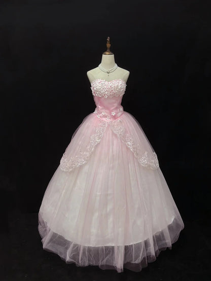 Fairytale Ball Gown Sweethart Tulle Long With Ruffled Quince Dress inspo Quinceanera Dresses Sweet 15 16 Outfits RB7832