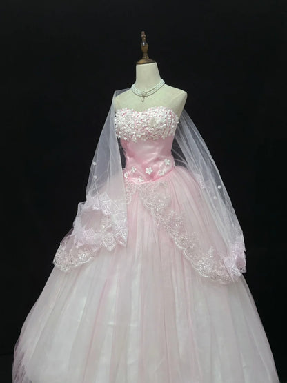 Fairytale Ball Gown Sweethart Tulle Long With Ruffled Quince Dress inspo Quinceanera Dresses Sweet 15 16 Outfits RB7832