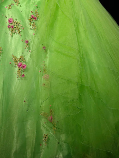 Charming Prom Dresses Ball Gown Strapless Green Tulle With Beading Night Evening Formal Outfits RB6199