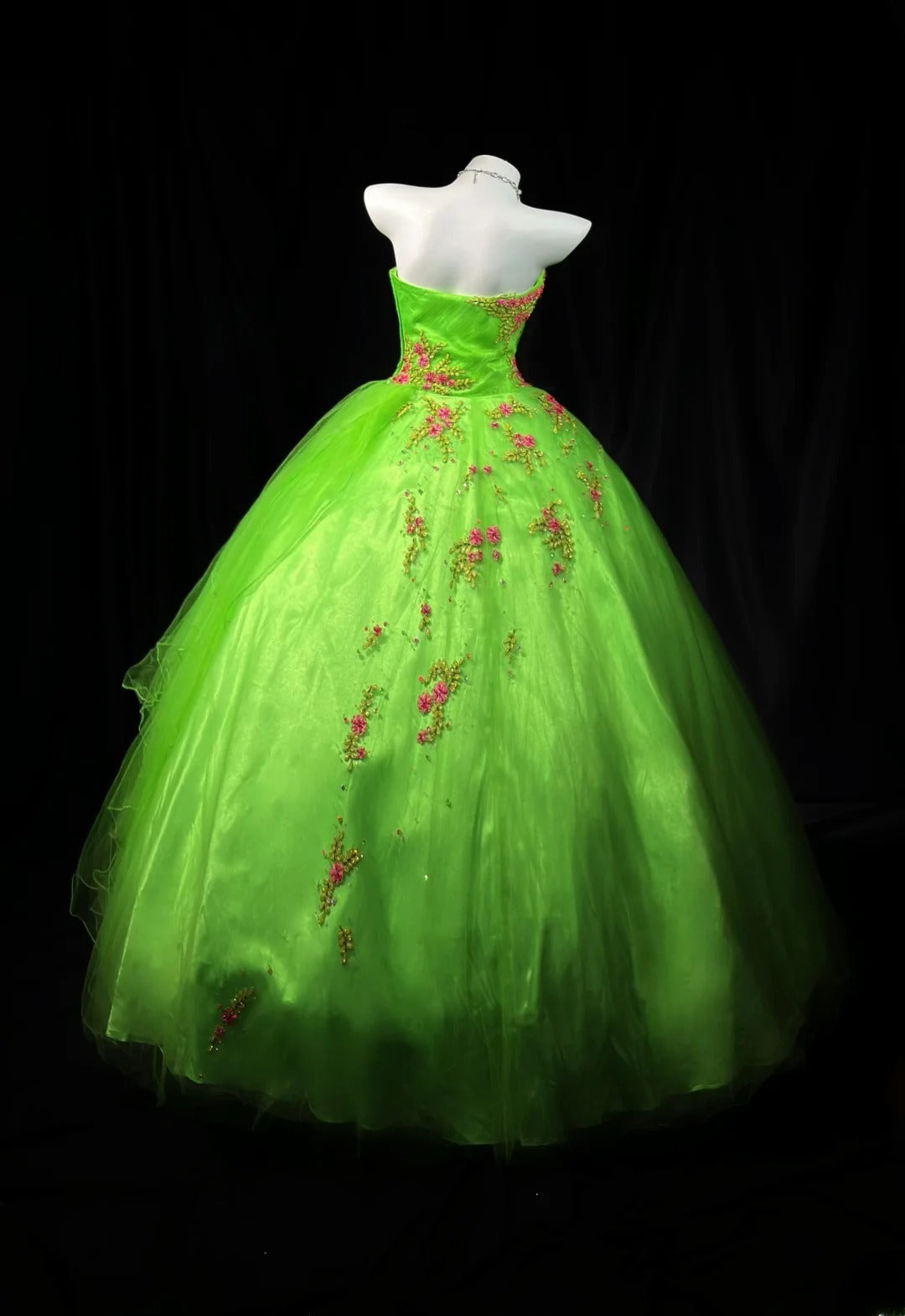 Charming Prom Dresses Ball Gown Strapless Green Tulle With Beading Night Evening Formal Outfits RB6199