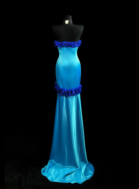 Vintage Prom Dresses Mermaid Sweetheart Blue High Low 1950s Retro Classy Party Formal Outfits RB6201