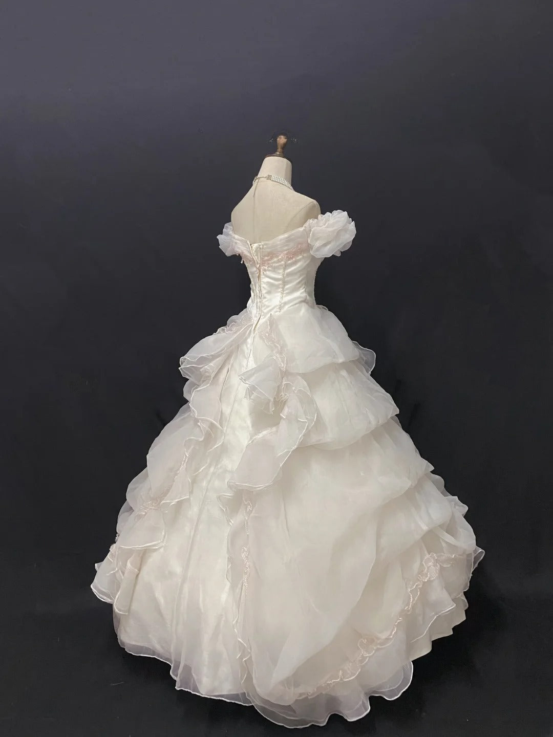Fairytale Ball Gown Off The Shoulder Tulle Long With Pink Lace Quince Dress inspo Quinceanera Dresses Sweet 15 16 Outfits RB7837