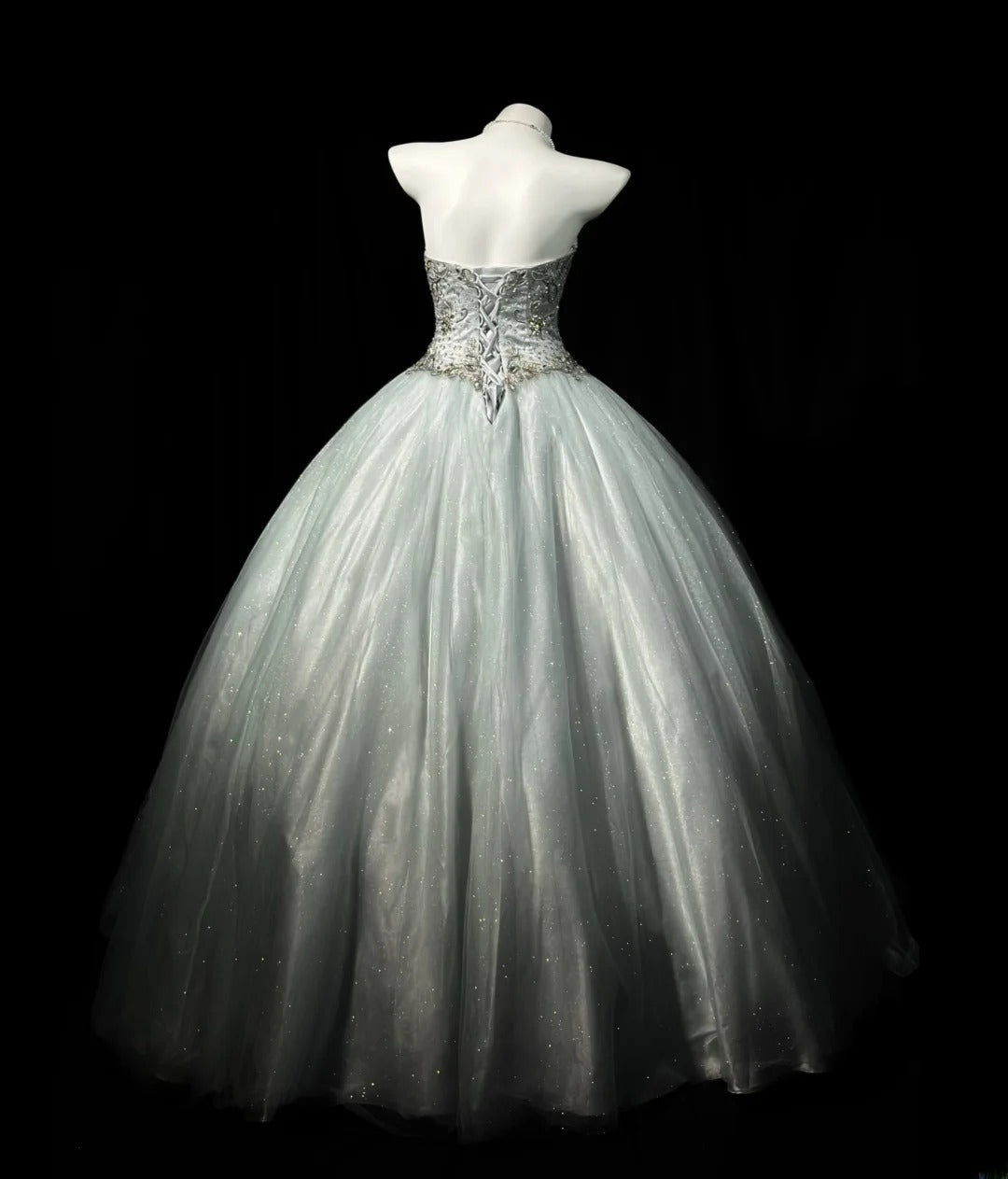 Charming Prom Dresses Ball Gown Sweetheart Silver Gray Tulle With Beading Night Evening Formal Outfits RB6203