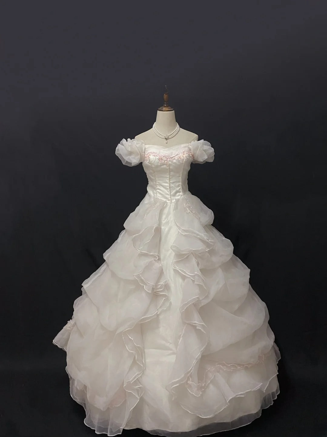 Fairytale Ball Gown Off The Shoulder Tulle Long With Pink Lace Quince Dress inspo Quinceanera Dresses Sweet 15 16 Outfits RB7837