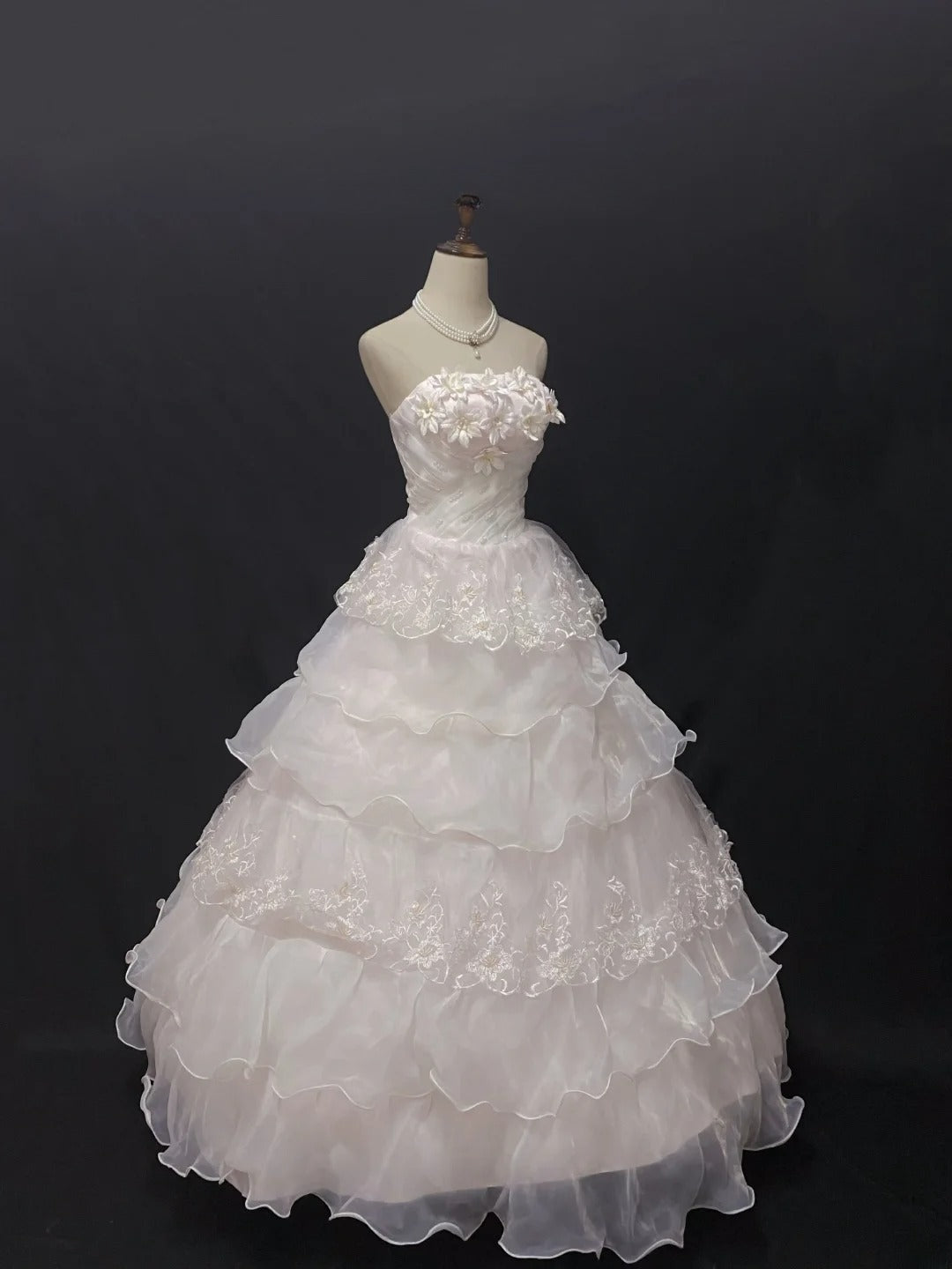Fairytale Ball Gown Strapless Light Pink Tulle Long With Lace Quince Dress inspo Quinceanera Dresses Sweet 15 16 Outfits RB7838